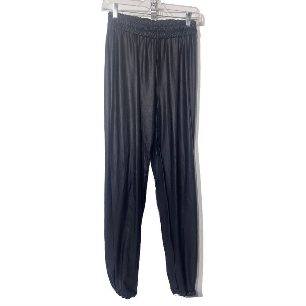 K too waxed fabric faux leather joggers pants L lg